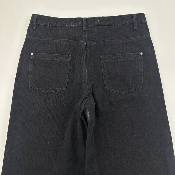 Brave Soul London Denim Studio Wide Leg Crop Raw Hem Women's size 14 Black jeans - Picture 5 of 5
